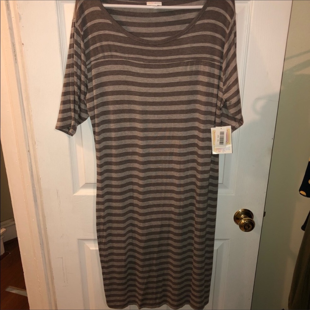 LulaRoe Julia Dress 3xl,  Tan & Brown Tshirt dress